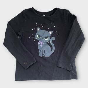H&M - Black long sleeve with black cat
